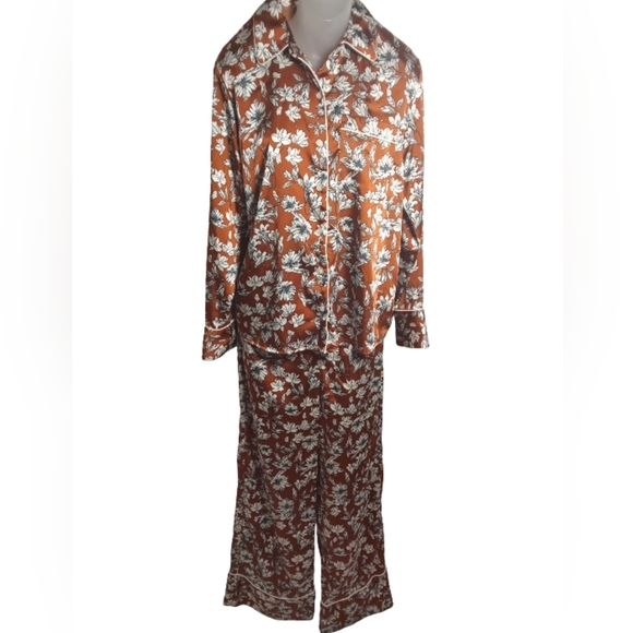 La Ligne x Target Two-Piece Pajama Set  Women's Brown Floral Lounge Set-Size S - Picture 1 of 11